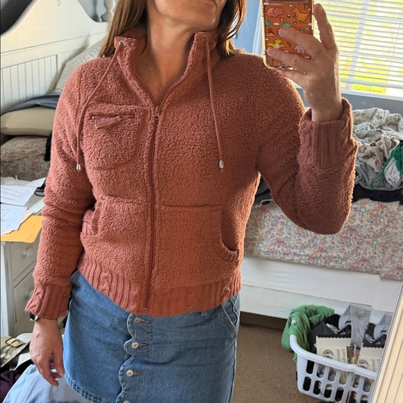 Olivia Sky Jackets & Blazers - Olivia Sky Dusty Rose Teddy Fleece Zip-Up Jacket